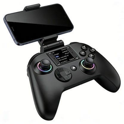 Touchscreen Wireless Gaming Controller in Black with Four Back Buttons and Optional Detachable Phone Bracket