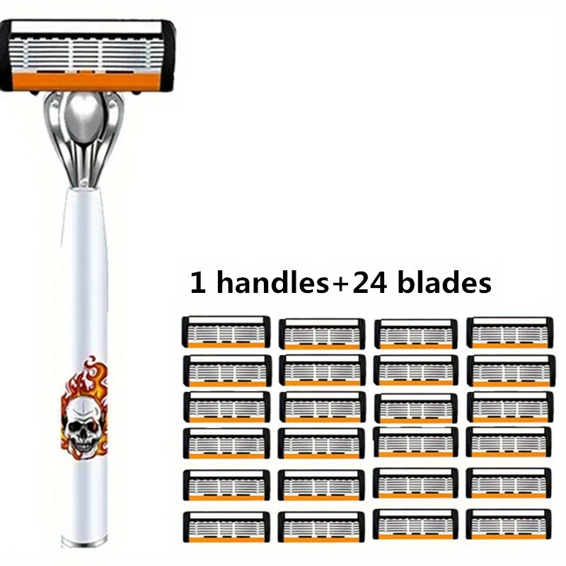 Men's Safety Razor with Replacement Blades - Anti-Slip Stainless Steel Handle Shaver for Beard & Sideburns