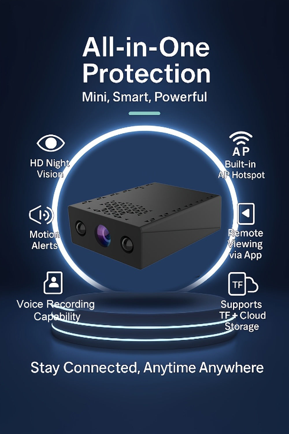 Mini Security Camera No WiFi No Internet Needed, Full HD 1080P Wireless Indoor Camera Built-In AP Hotspot