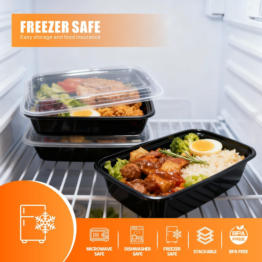 Food Storage Containers 50-Container Meal Prep Set with 50 Lids, 32 oz or 38 oz Capacity Options