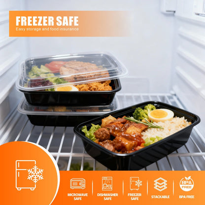 Food Storage Containers 50-Container Meal Prep Set with 50 Lids, 32 oz or 38 oz Capacity Options