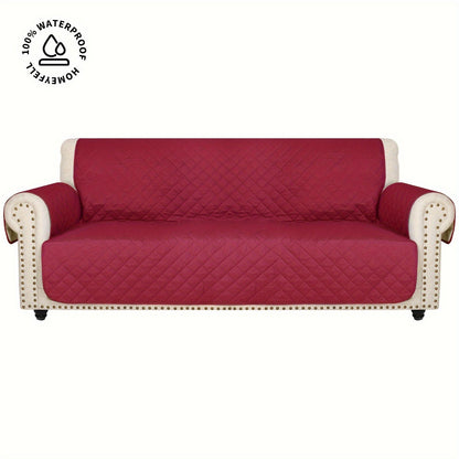 Sofa Cover Quilted Microfiber Three-Seat Panel Set with Two Foam Tubes, Straps and Side Pocket