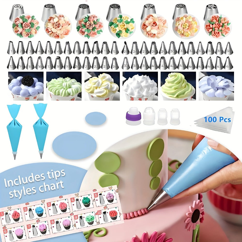 Piping Bags and Tips Set 492pcs Complete Cake Decorating Kit with Turntable Frosting Spatula for Entryways, Bedrooms and Living Spaces