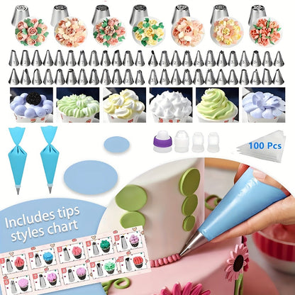 Piping Bags and Tips Set 492pcs Complete Cake Decorating Kit with Turntable Frosting Spatula for Entryways, Bedrooms and Living Spaces
