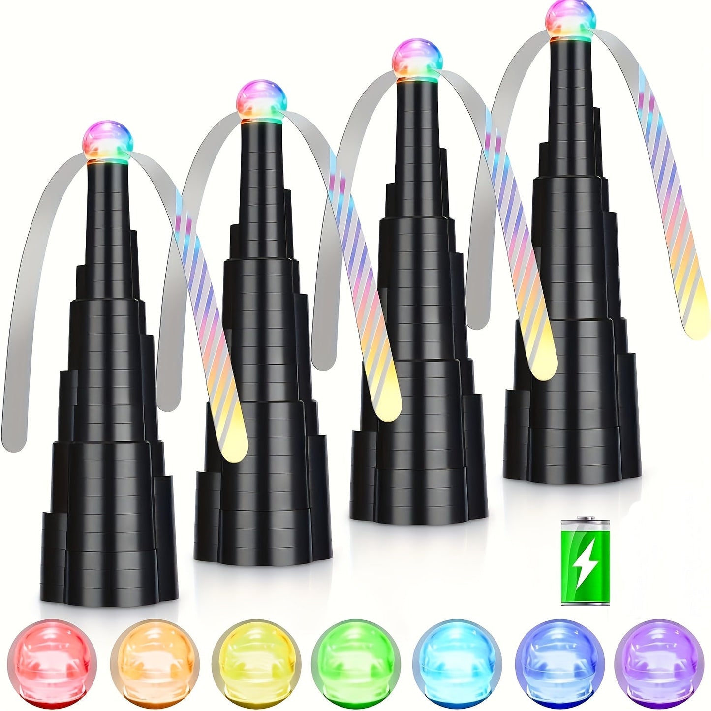 Fly Fan for Table 4 Pack - USB Rechargeable Fly Fan with LED Lights with the Listed Color, Size or Set Options for Everyday Carry