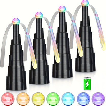 Fly Fan for Table 4 Pack - USB Rechargeable Fly Fan with LED Lights with the Listed Color, Size or Set Options for Everyday Carry