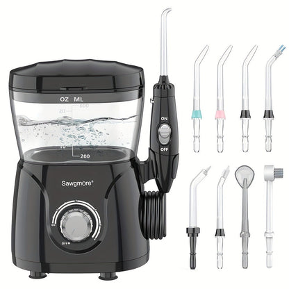 Water Flosser for Teeth & Braces 600ml Large Tank – 10 Adjustable Pressure Levels 8 Nozzles IPX4 Waterproof Professional Oral Irrigator