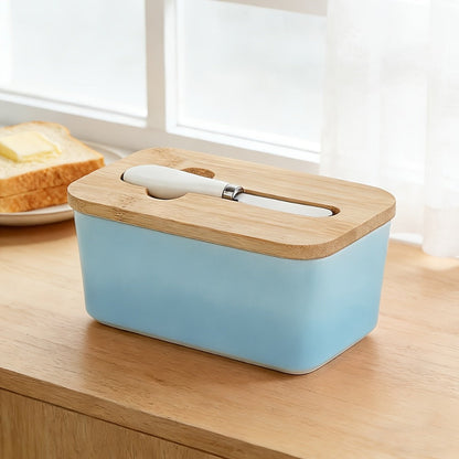 Ceramic Butter Dish with Lid and Knife, Large Countertop Butter Keeper, Airtight Seal, Easy-Clean Design