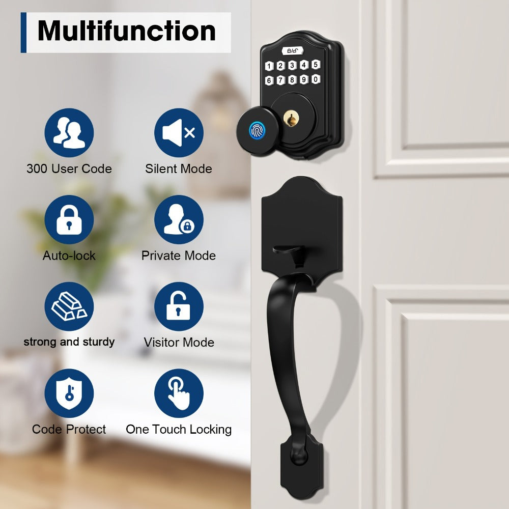 Keypad Deadbolt Lock Fingerprint Keyless Entry, Electronic Door Lock with Code Fingerprint & Key