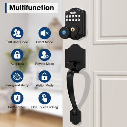 Keypad Deadbolt Lock Fingerprint Keyless Entry, Electronic Door Lock with Code Fingerprint & Key