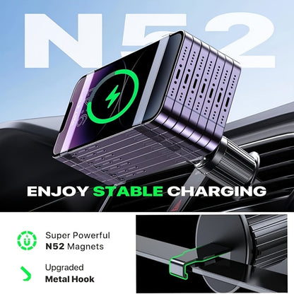 15W Magnetic Wireless Car Charger – Air Vent Mount with N52 Strong Magnet, Fast Charging for iPhone 17 Pro Max / 16 / 15 / 14 / 13 / 12