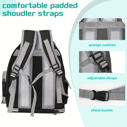 Cat Carrier Backpack Bubble Window Space Capsule Transparent Breathable Travel Bag for Cats & Kittens, Airline Approved Zipper & Pet Door
