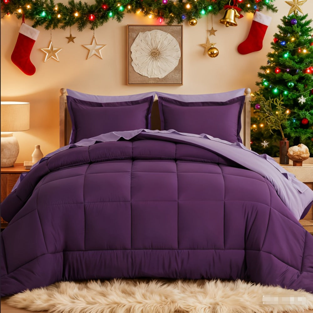 7 Piece Comforter Set Luxury Soft Fluffy Bedding All Season Bed in a Bag with Comforter Fitted Sheet Flat Sheet Pillowcases Hypoallergenic
