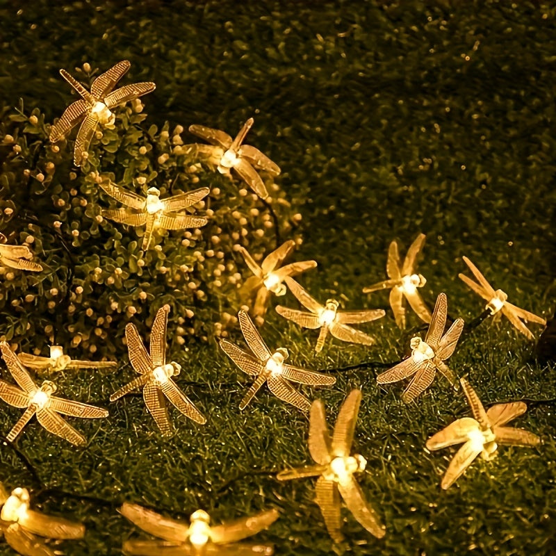 Solar Dragonfly String Lights Outdoor 30 LED 8 Modes, for Garden, Pathway and Patio Lighting
