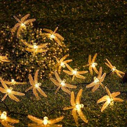 Solar Dragonfly String Lights Outdoor 30 LED 8 Modes, for Garden, Pathway and Patio Lighting