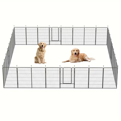 Outdoor Dog Enclosure Fence Panels – 32" Heavy Duty Hammer Design Dog Playpen, Expandable Garden Barrier for Small to Medium Dogs