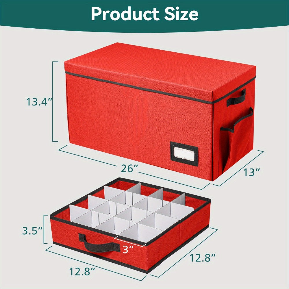 Christmas Ornament Storage Box 128 Slots 8 Trays Stackable Large Capacity Holiday Organizer with Lid Side Open Adjustable Dividers Removable