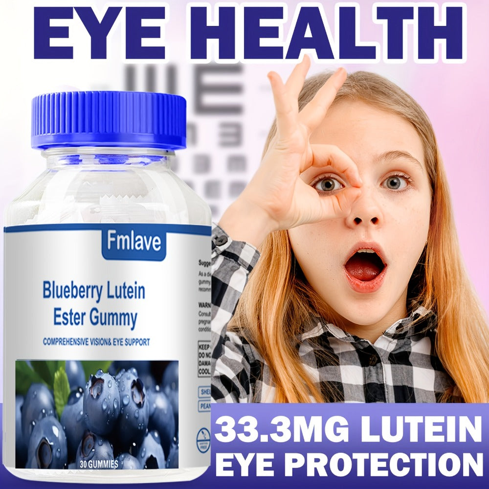 Lutein Eye Health Gummies Blueberry 30-Day Supply - Vision Clarity & Blue Light Protection for Bath Time, Home Spa and Personal Care
