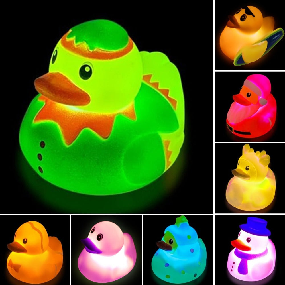 Light Up Duck Bath Toys for Toddlers, Color-Changing Floating Rubber Ducks, Sensory Water Bath Time Toys for Boys & Girls