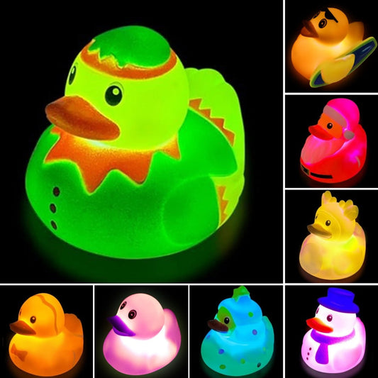 Light Up Duck Bath Toys for Toddlers, Color-Changing Floating Rubber Ducks, Sensory Water Bath Time Toys for Boys & Girls