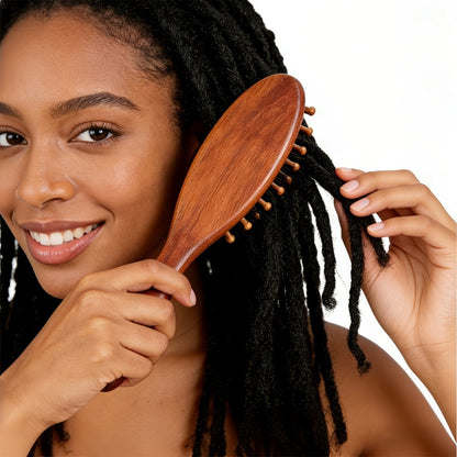 Sandalwood Loc Comb Wide Tooth 2 Pcs Wooden Ergonomic Detangling Comb for Dreads Locs Curly, for Home, Travel and Salon Hair Styling