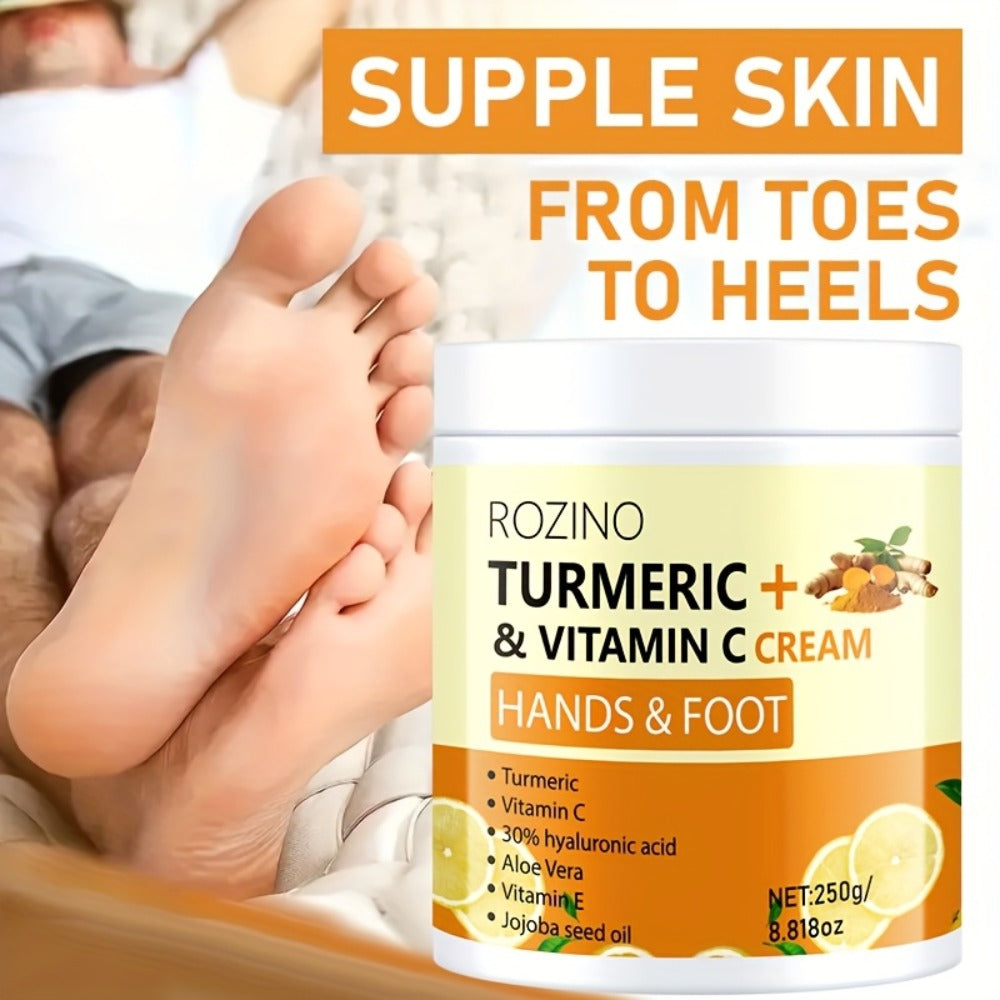 Turmeric Foot & Hand Cream 250g – Anti-Crack Deep Moisturizing Repair for Dry Cracked Heels, Elbows, Ankles & Knees