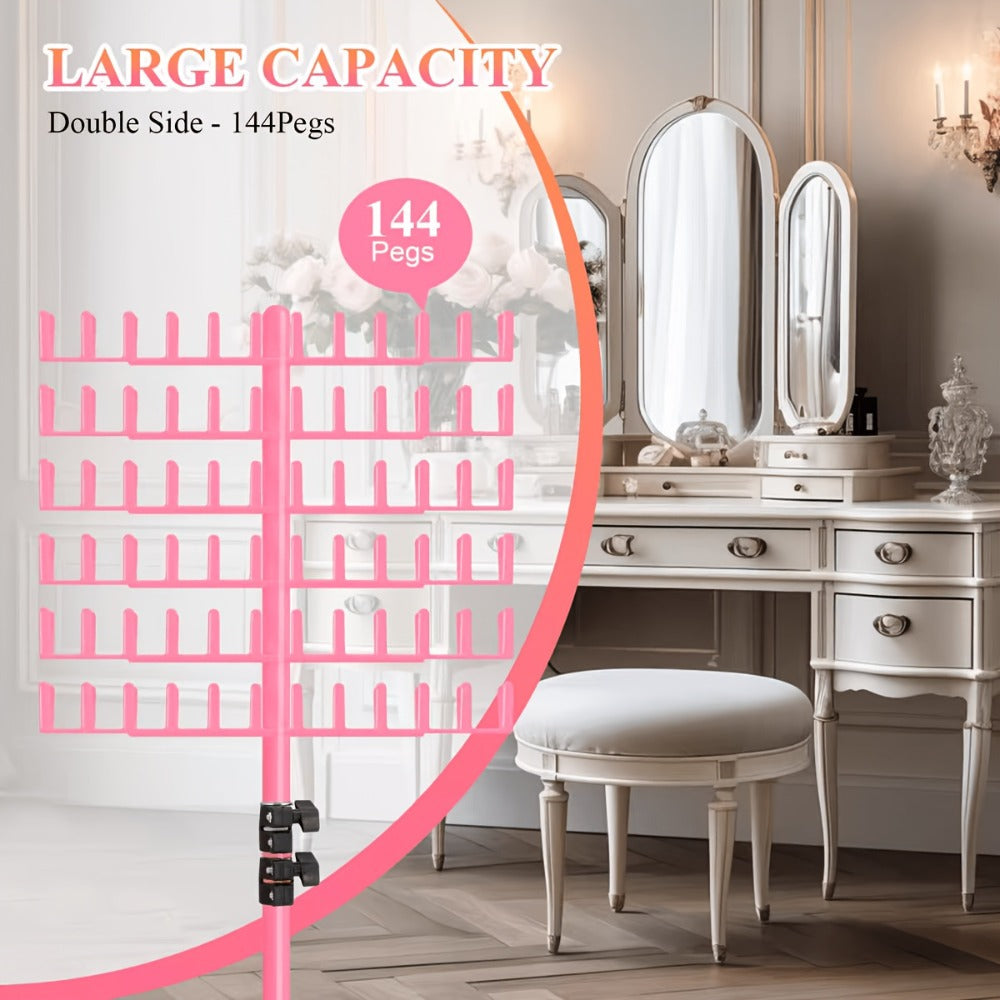 144 Peg Hair Extension Rack Freestanding Organizer with Divider Separator – Standing Braiding Hair Holder Display Stand for Salon Home