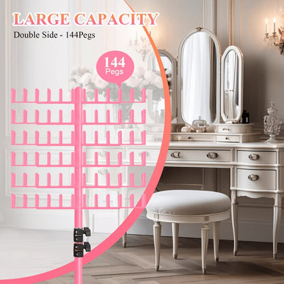 144 Peg Hair Extension Rack Freestanding Organizer with Divider Separator – Standing Braiding Hair Holder Display Stand for Salon Home