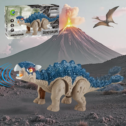 Walking Ankylosaurus Dinosaur Toy with Glowing Lights & Roaring Sound, Interactive Robot Dinosaur for Kids Ages 3-12