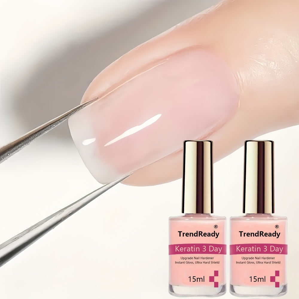 Nail Hardener Base Coat 2 Pack – Protein Repair Strengthener Treatment, HEMA-Free, Ridge Filler, Clear Polish for Weak Brittle Peeling