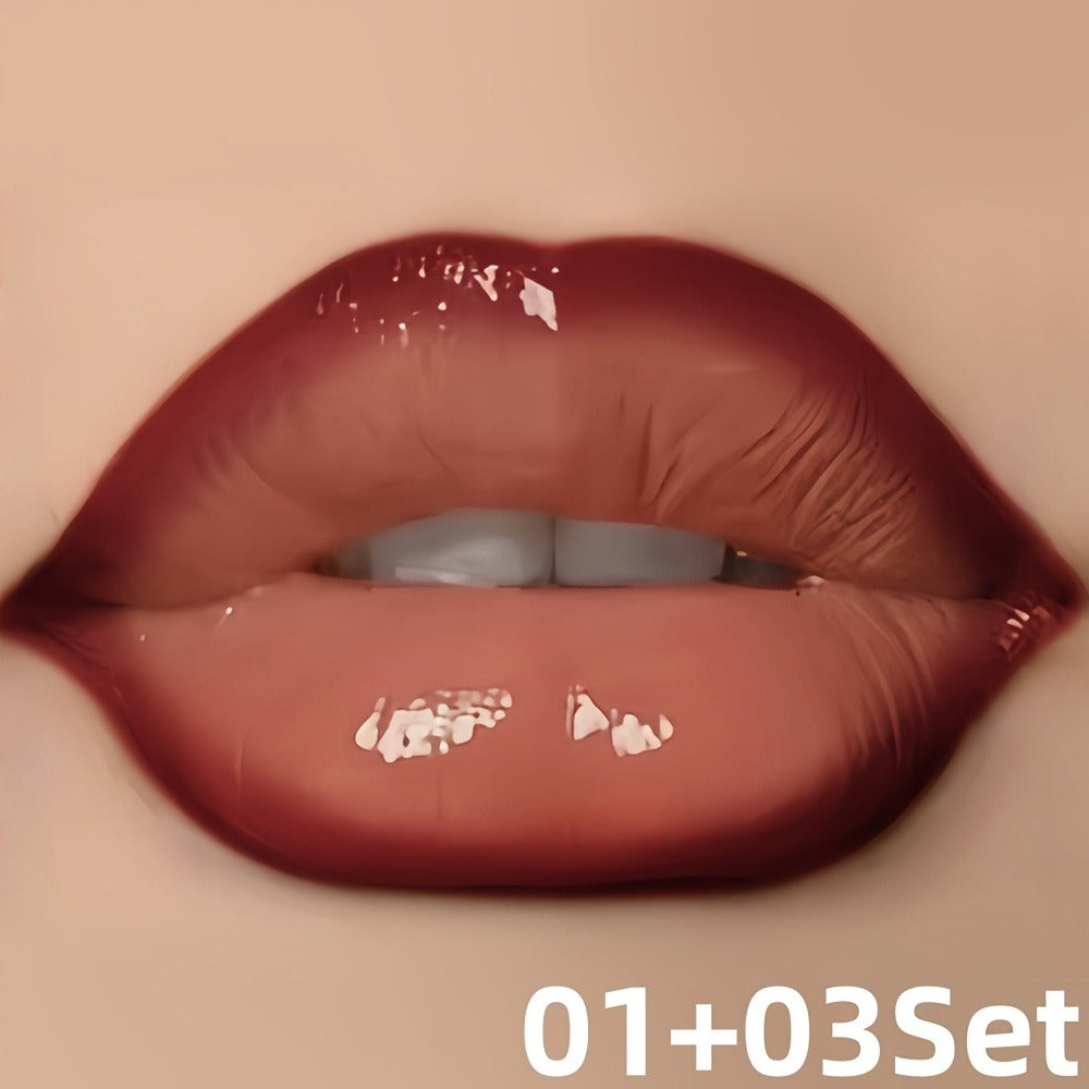 Lip Gloss Lip Liner Set Hydrating Water-Gloss Dewy Finish – 3D Precision Contour Matte Liner, for Makeup, Travel and Everyday Vanity Use