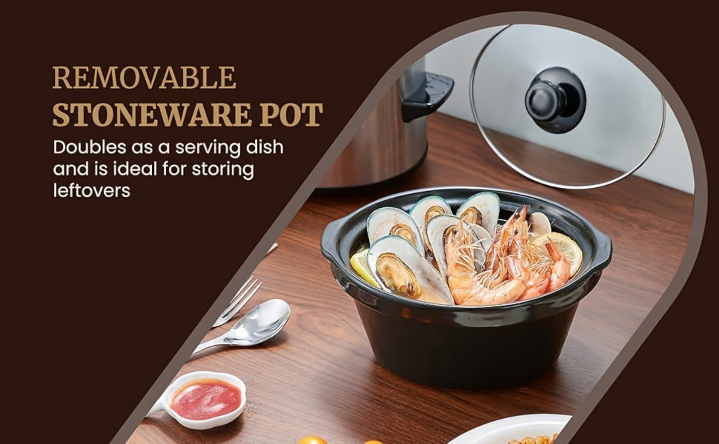 Mini Slow Cooker 1.5QT & 2.0QT with Adjustable Temperature Ceramic Crock & Glass Lid, Small Slow Cooker for Sauces Dips Soups Stews