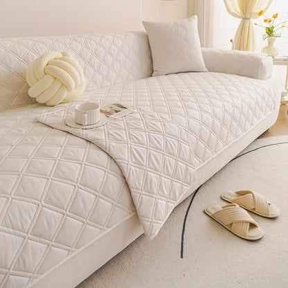 Sofa Cover Three-Piece Soundwave Embossed Set with Sofa Panel, Two Armrest Covers and Backing Mat
