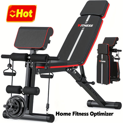Adjustable Weight Bench 6-in-1 Foldable – Flat Incline Decline, Resistance Bands, Preacher Curl & Leg Developer, 770lb Capacity