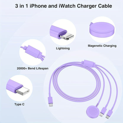 Apple Watch Charger Set 3-in-1 Magnetic Cable 6.6ft with 20W USB-C Wall Charger for an Everyday Personal Care Routine