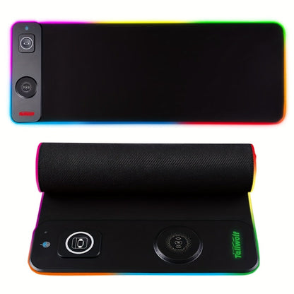 3-in-1 Wireless Charging Mouse Pad RGB, 15W Qi Charger for Phone, Watch & Mouse, 10 LED Modes, Magnetic Rechargeable Mouse Included