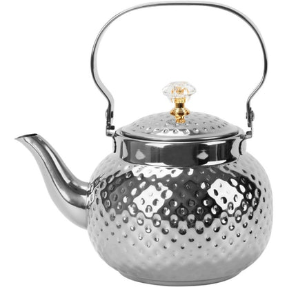 Hammered Tea Kettle Stainless Steel, 40.58oz Stovetop Teapot with Strainer for Loose Leaf Tea, Coffee & Milk