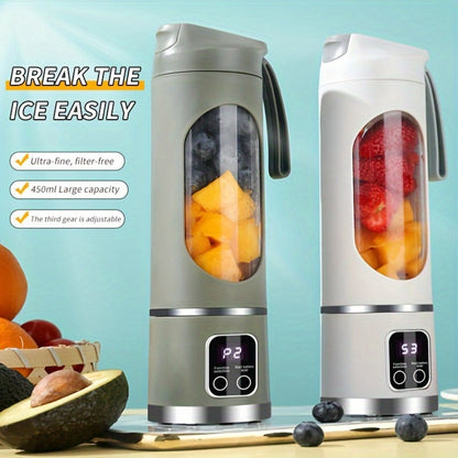 Portable Juicer USB Rechargeable with LED Display - Handheld Personal Blender for Smoothies, Juice & Ice Crush