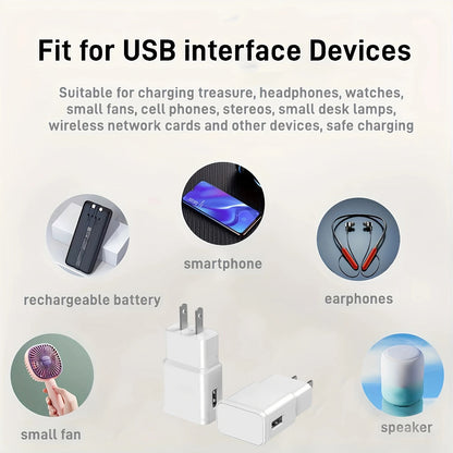 USB Wall Charger Compatible with Samsung Galaxy S25 S24 S23 S22 S21 S20 S10 S9 S8 S7 Note 10 - Adaptive 5V 2A Fast Charging