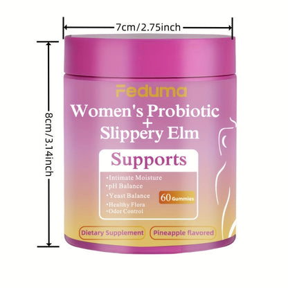 Women's Probiotic Gummies for Vaginal Health & Intimate Balance, 60 Count Pineapple Flavor, Supports Healthy Flora