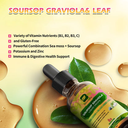 [8-IN-1 Soursop Drops] 1/3 Bottles 8-IN-1 Soursop Liquid Drops, Graviola Leaf & Fruit Complex Supplement With Sea Moss