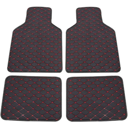 Quilted PU Car Floor Mats, Five-Piece Front and Rear Set in Red, Beige or Brown Color Options