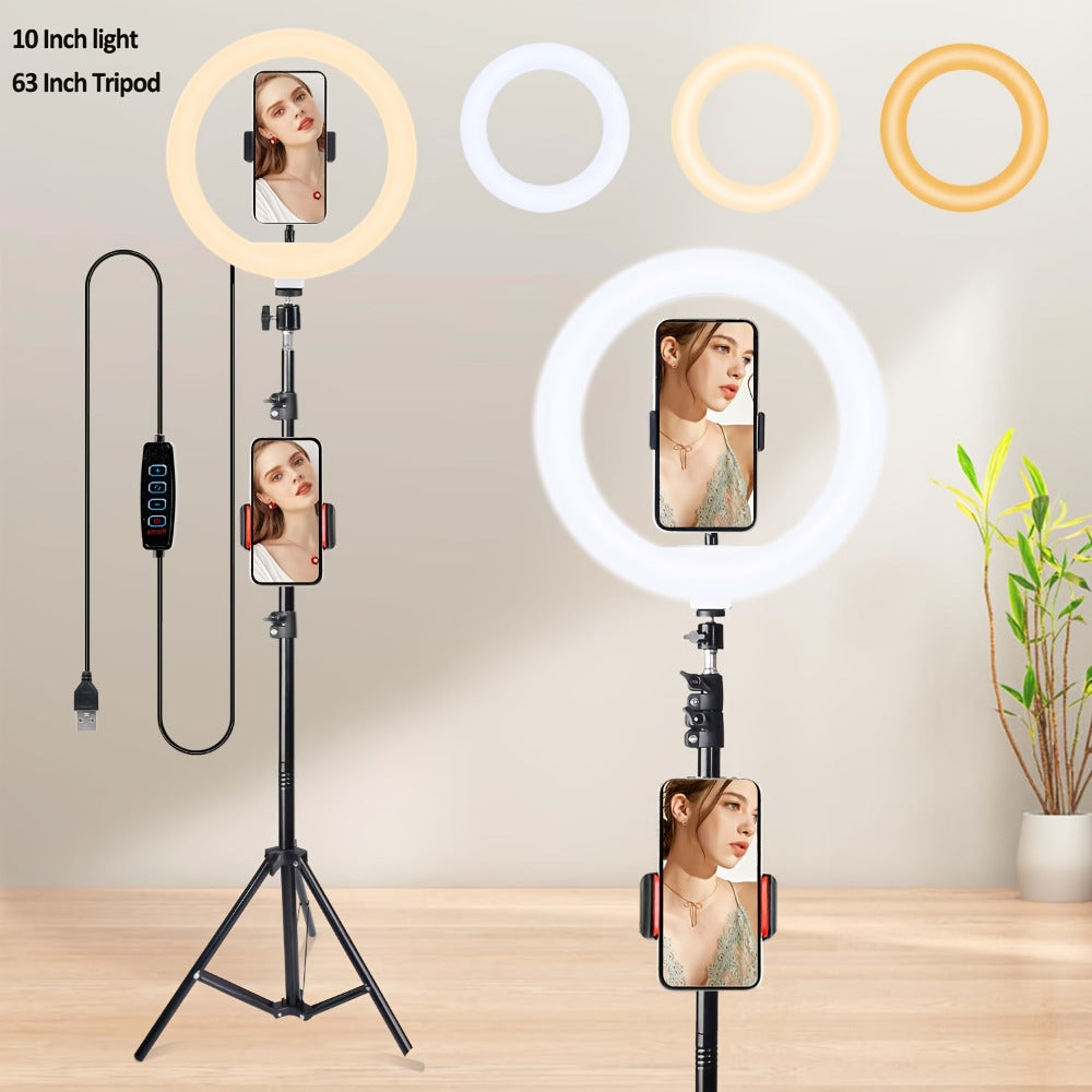 10- or 12-Inch LED Ring Light with Desktop, 43-Inch or 63-Inch Stand and Seven Checkout Options