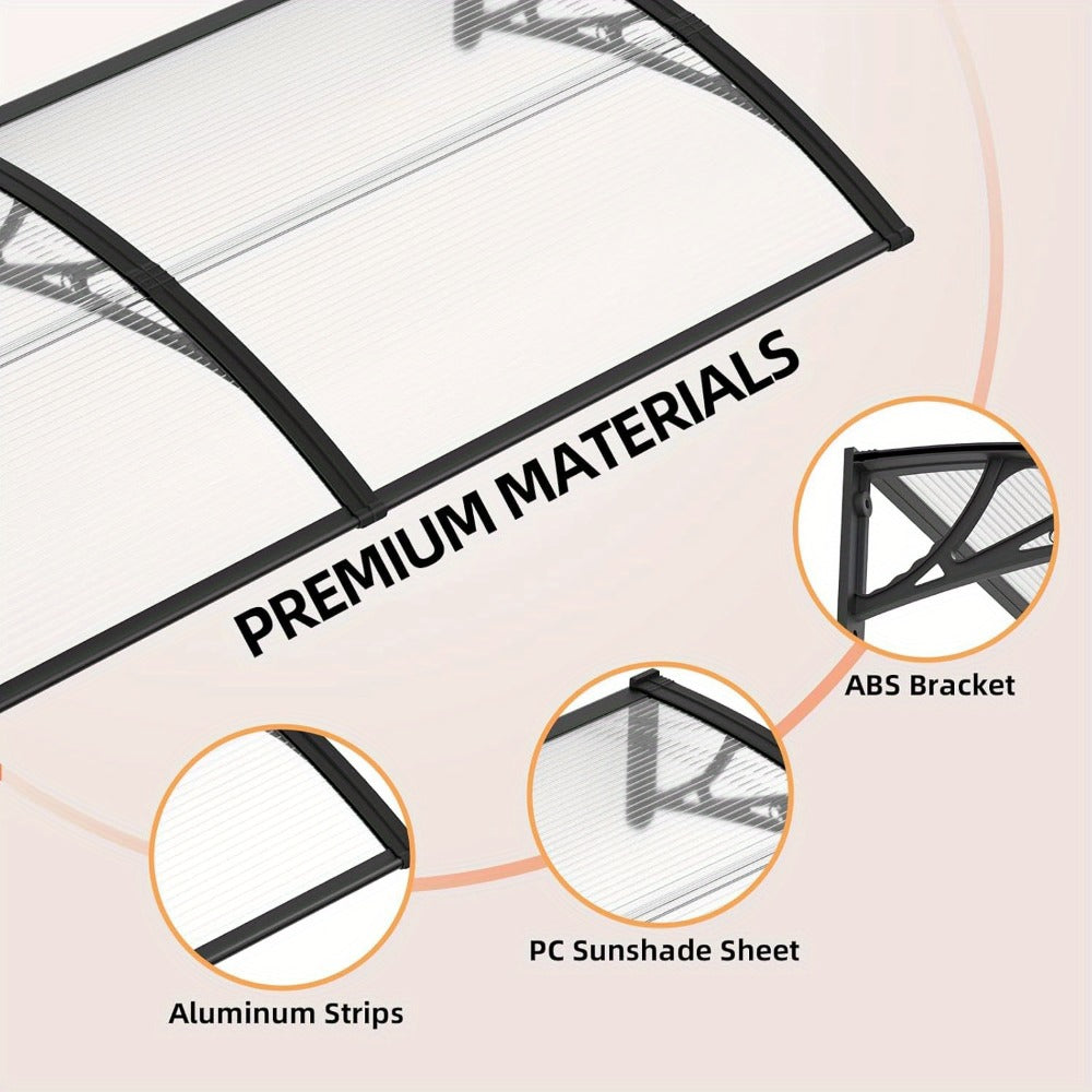 Polycarbonate Window Awning Door Canopy - UV Rain Snow Sun Protection Overhang for Doorways, Patio & Windows