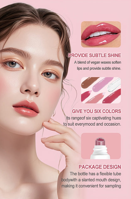 30-Piece Lip Gloss Gift Box Set, 6 Glossy Shades Waterproof Anti-Transfer Liquid Lipstick, High-Shine Lip Color for Women
