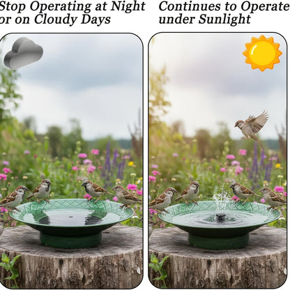 Bird Bath Solar Fountain 12.6" Green Metal Bowl Garden for Garden, Patio and Yard Use, with the Listed Configuration
