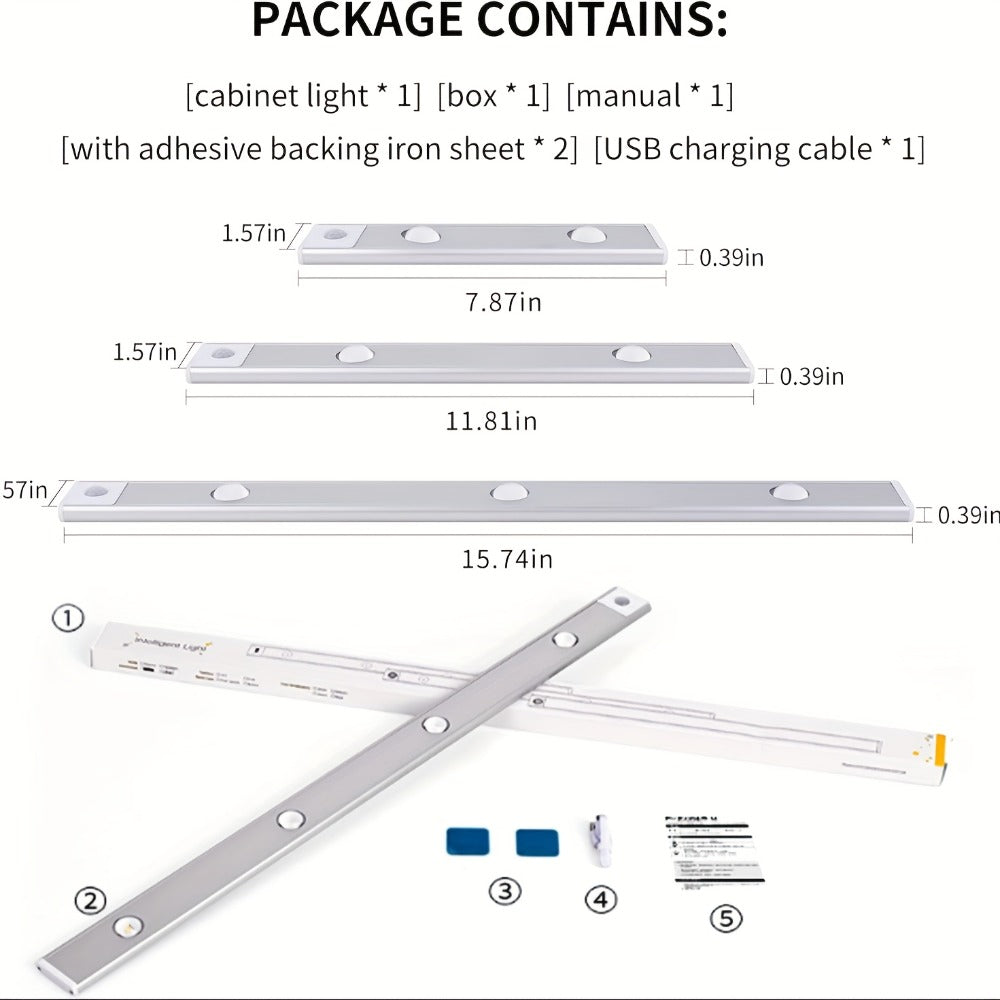 Motion Sensor LED Cabinet Light USB Rechargeable Dimmable Night Light Gesture Control 3 Modes Wireless Under Cabinet Lighting for Kitchen