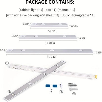 Motion Sensor LED Cabinet Light USB Rechargeable Dimmable Night Light Gesture Control 3 Modes Wireless Under Cabinet Lighting for Kitchen