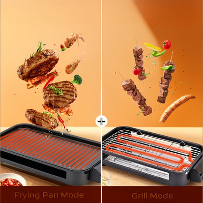 Indoor Electric Smokeless Grill 1500W, Raclette Table Grill with 3 Mini Pans, 16x9" Non-Stick Detachable Plate