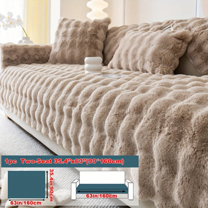 Sofa Cover Thick Faux Rabbit Plush Panels with Backing Detail for Seat, Armrest, Backrest or Pillowcase